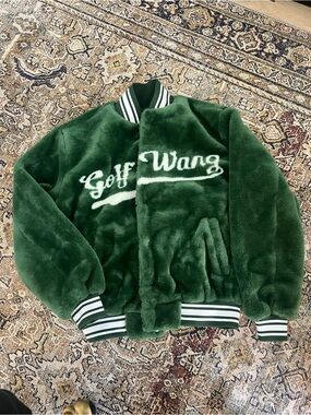 Golf Wang Green Faux Fur Varsity Jacket